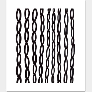 Abstract Black And White Swirling Chains Posters and Art